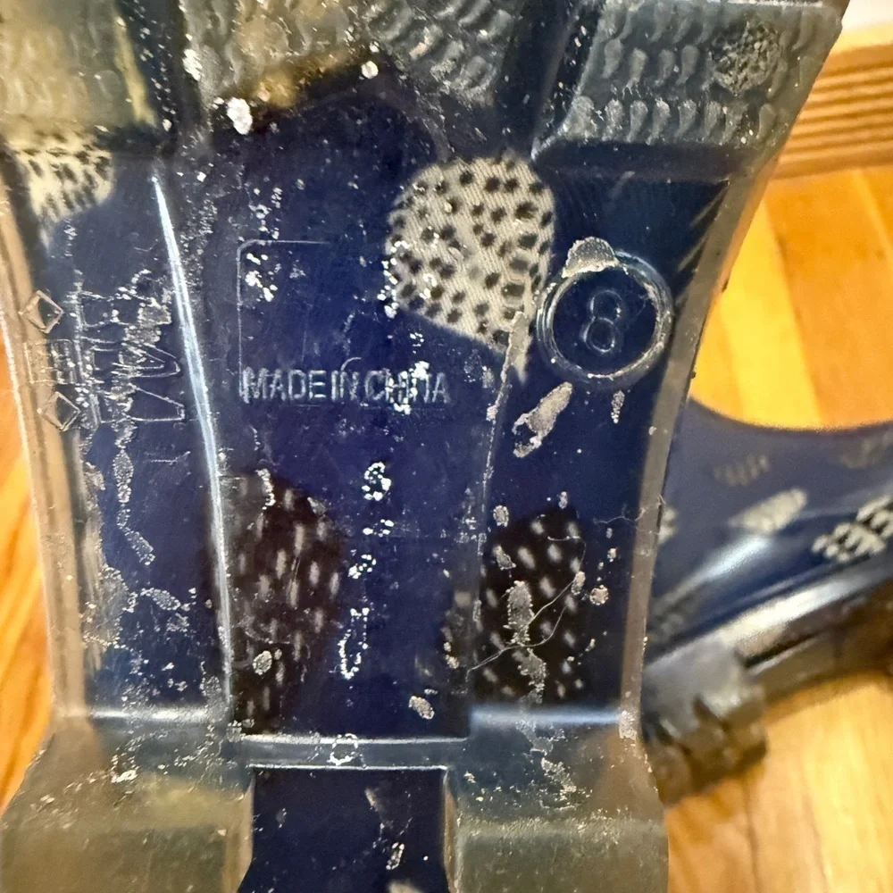 TOMS RAINDROP PRINT RAIN BOOTS WELLIES SIZE 8